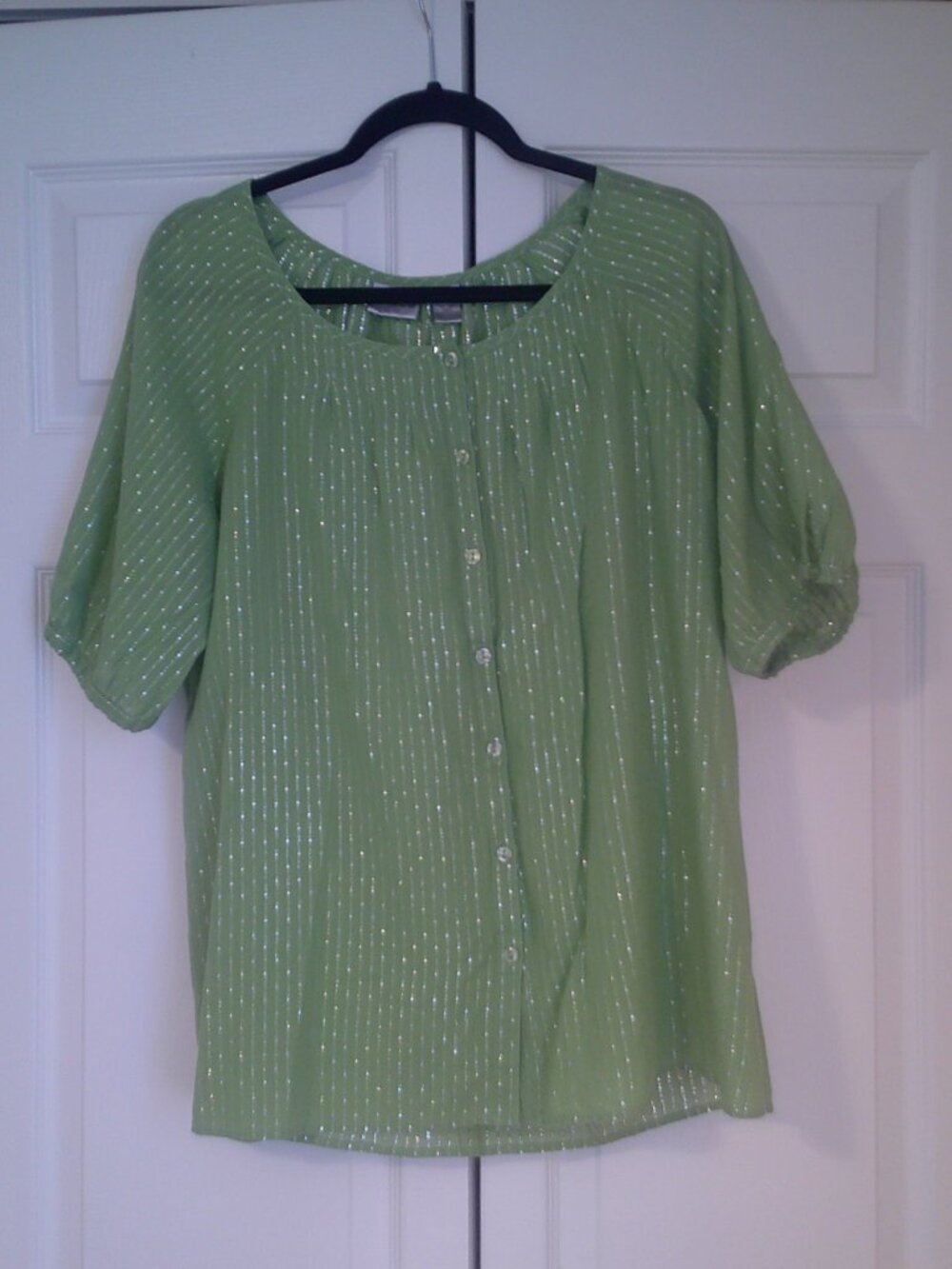 Chico's Green and Silver Blouse size 3 / XL / 16